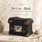 Front view of the warm, timeless pet memorial vessel