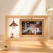 Detail view of the pet remembrance frame and rotating base