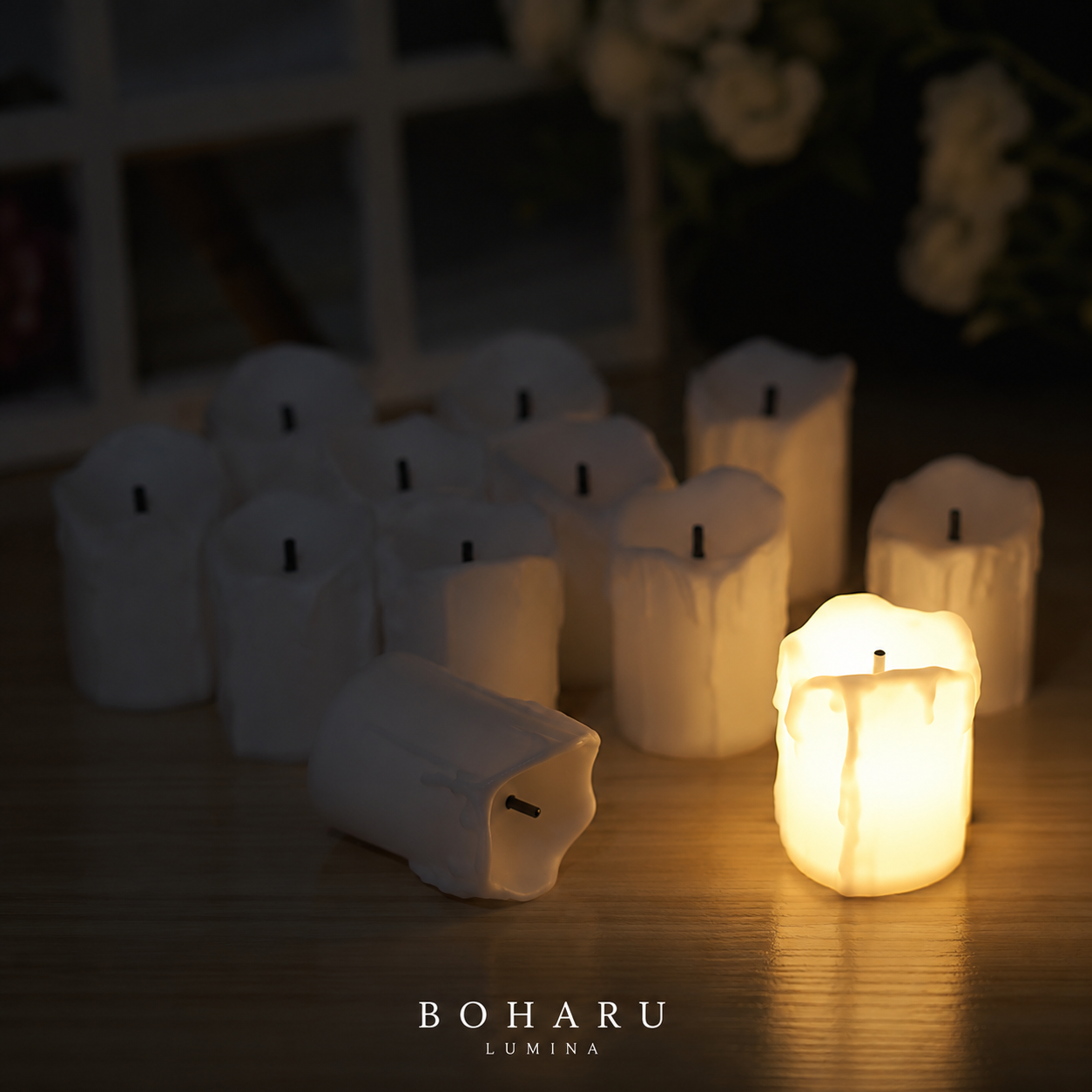 LED candle set creating quiet memorial light at home