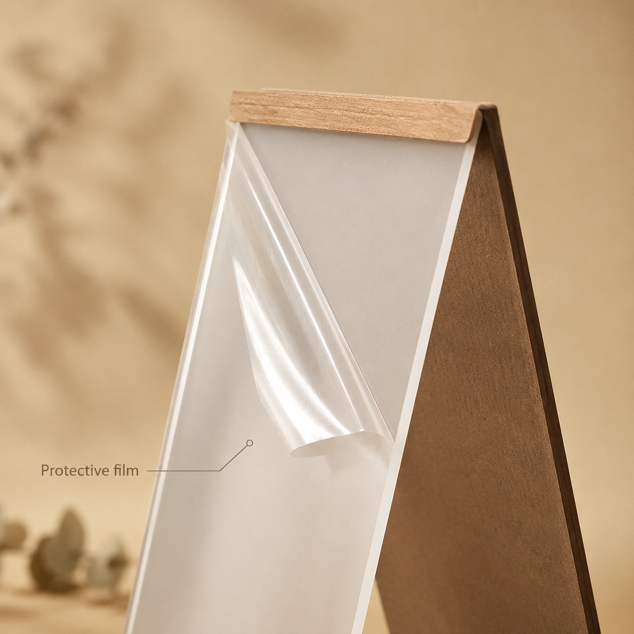 Warm wood grain and polished edge of the pet memorial frame