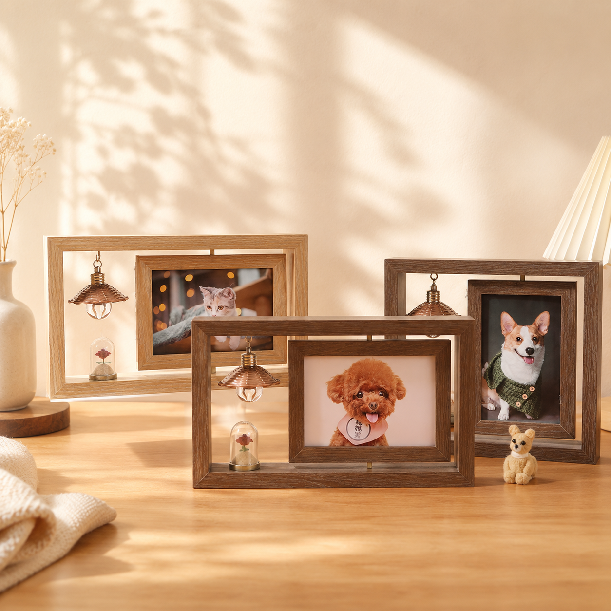 Timeless rotating pet memorial frame for cherished companion photographs