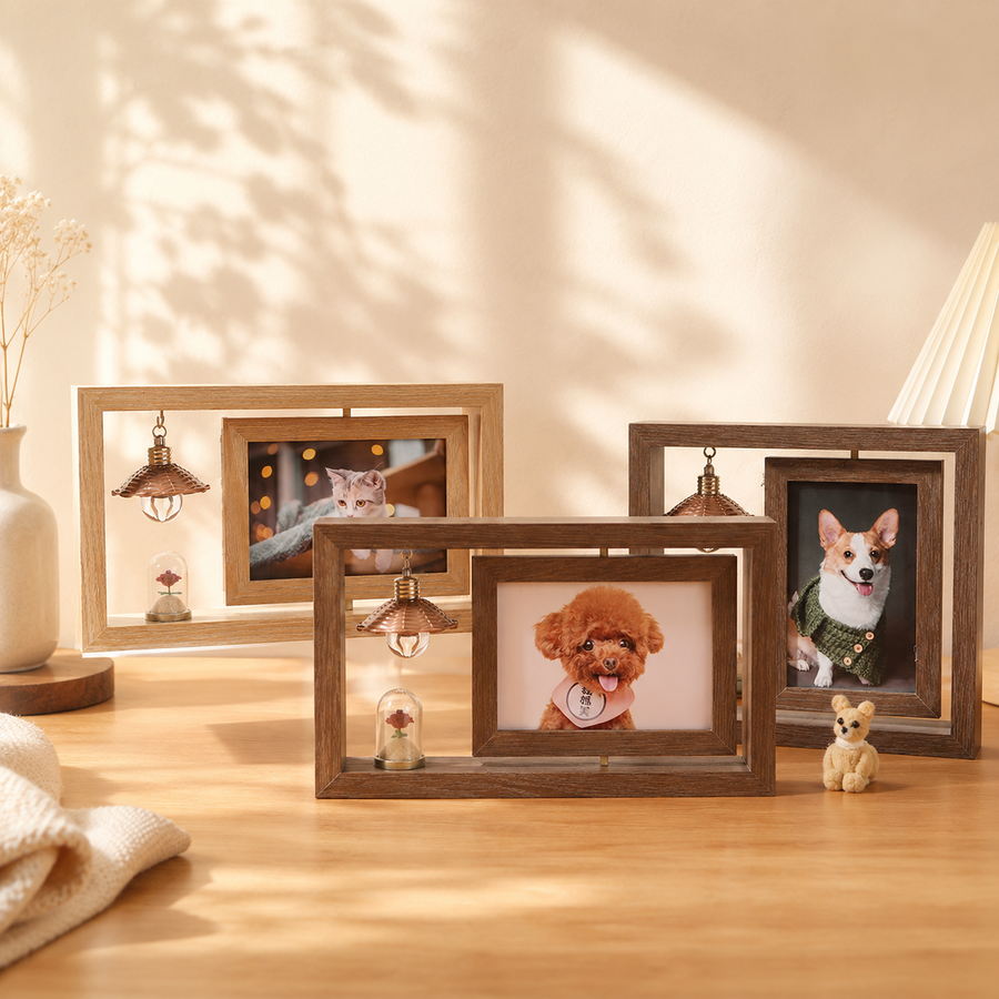 Timeless rotating pet memorial frame for cherished companion photographs