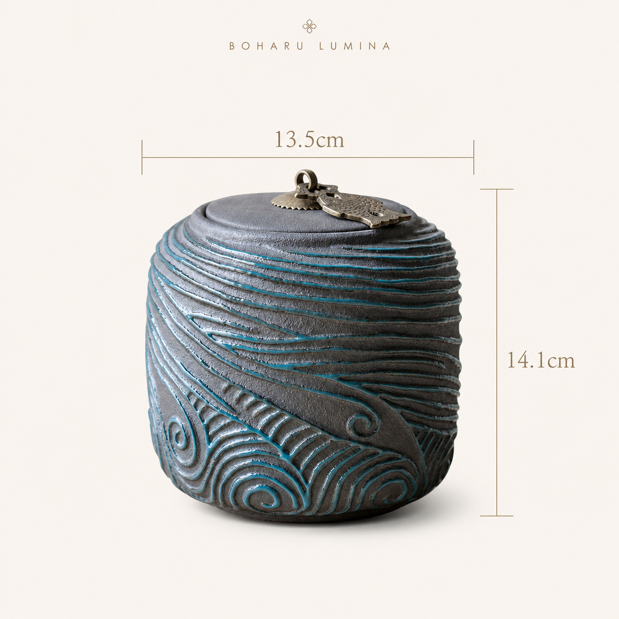 Front view of the hand-finished ceramic pet memorial urn