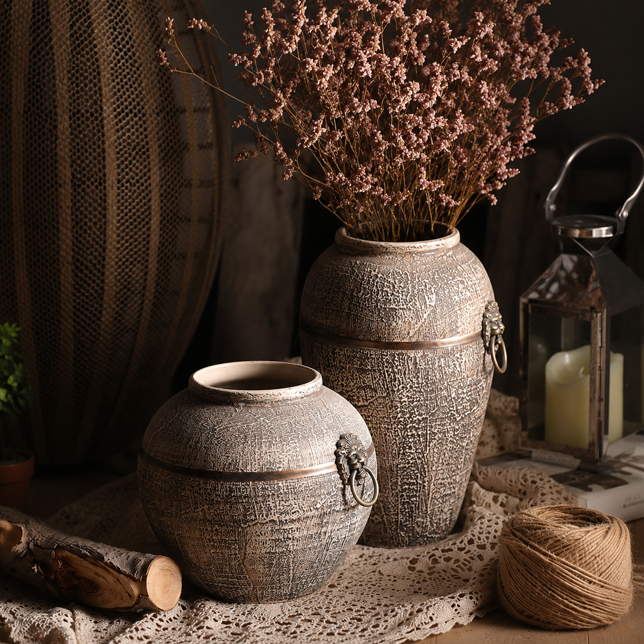 Alternate view of the ceramic vase for memorial botanicals
