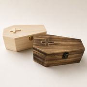 Alternate view of the warm wooden pet memorial urn